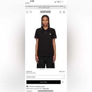 Brand new with tags MONCLER
Black Tricolor Polo.